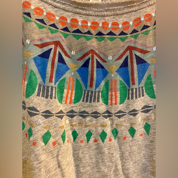 ANTHROPOLOGIE Grey 3/4 sleeve tee with detail at neck.  Fun for holidays. - Picture 2 of 5